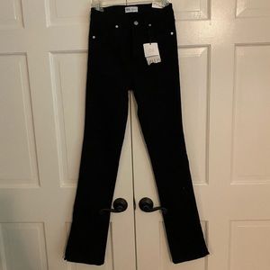 Zara Black High Rise Split Jeans